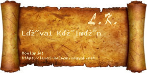 Lévai Kálmán névjegykártya